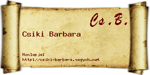 Csiki Barbara névjegykártya